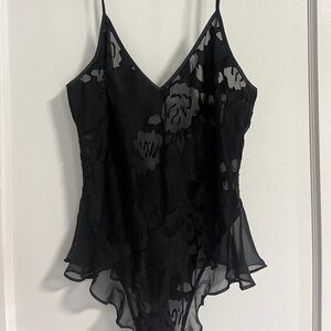 Victoria’s Secret Archives black floral burnout satin teddy